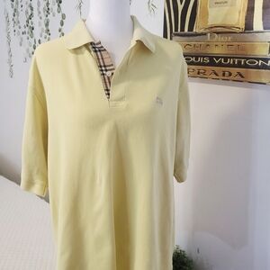 Burberry Light Yellow Polo Shirt with Check Collar
